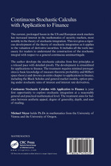 Continuous Stochastic Calculus with Applications to Finance