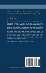 Climate Variability and Change in High Elevation Regions Climate Variability and Change in High Elevation Regions