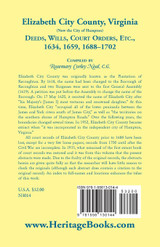 Elizabeth City County, Virginia, (now the City of Hampton) Deeds, Wills, Court Orders, etc. 1634, 1659, 1688-1702 Elizabeth City County, Virginia, (now the City of Hampton) Deeds, Wills, Court Orders, etc. 1634, 1659, 1688-1702