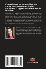 Connaissances en matière de santé des personnes âgées souffrant d'hypertension et/ou de diabète