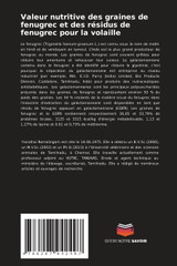 Valeur nutritive des graines de fenugrec et des résidus de fenugrec pour la volaille