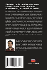 Examen de la qualité des eaux souterraines dans la plaine d'Asadabad, à l'ouest de l'Iran