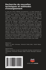 Recherche de nouvelles techniques et méthodes d'enseignement