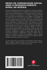 MEIOS DE COMUNICAÇÃO SOCIAL PARA O DESENVOLVIMENTO RURAL NA NIGÉRIA MEIOS DE COMUNICAÇÃO SOCIAL PARA O DESENVOLVIMENTO RURAL NA NIGÉRIA