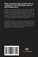 Mise en œuvre des projets liés à l'objectif 1 du Millénaire pour le développement