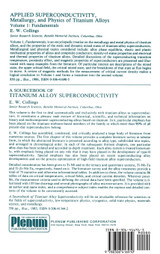 Applied Superconductivity, Metallurgy, and Physics of Titanium Alloys