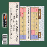 2016 Calendar - Japan Outdoor Photos - U.S.A. Version