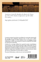 Ancienne et nouvelle discipline du diocèse de Troyes, de 1785 à 1843. Statuts et règlements
