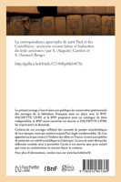 La correspondance apocryphe de saint Paul et des Corinthiens