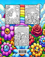 Libro da Colorare con Farfalle, Arcobaleni e Fiori per Bambini