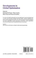 Developments in Global Optimization