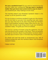 Hamilton Beach Breakfast  Sandwich Maker Cookbook for Beginners