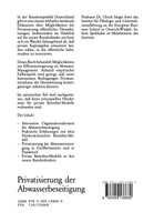 Privatisierung der Abwasserbeseitigung