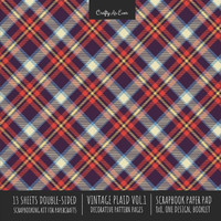 Vintage Plaid 1 Scrapbook Paper Pad 8x8 Scrapbooking Kit for Cardmaking Gifts, DIY Crafts, Printmaking, Papercrafts, Decorative Pattern Pages