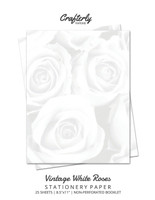 Vintage White Roses Stationery Paper