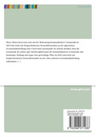 Zur Bedeutung der kommunikativen Grammatik im DaF-Unterricht mit fortgeschrittenen Deutschlernenden