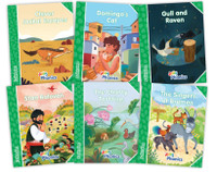 Jolly Phonics Folktales Green Readers (Level 3) Complete Set (1-6) in Precursive Letters (British English edition)