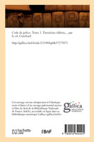 Code de police. Tome 1 (Éd.1794)