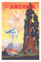 Vintage Journal America Travel Poster, Sequoias