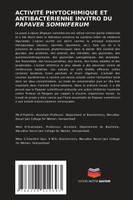ACTIVITÉ PHYTOCHIMIQUE ET ANTIBACTÉRIENNE INVITRO DU PAPAVER SOMNIFERUM