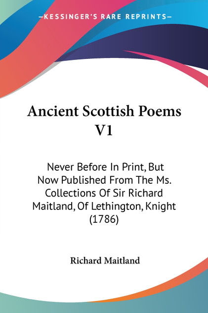 Ancient Scottish Poems V1 Ancient Scottish Poems V1