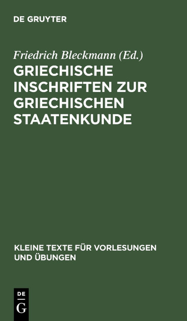 Griechische Inschriften zur griechischen Staatenkunde