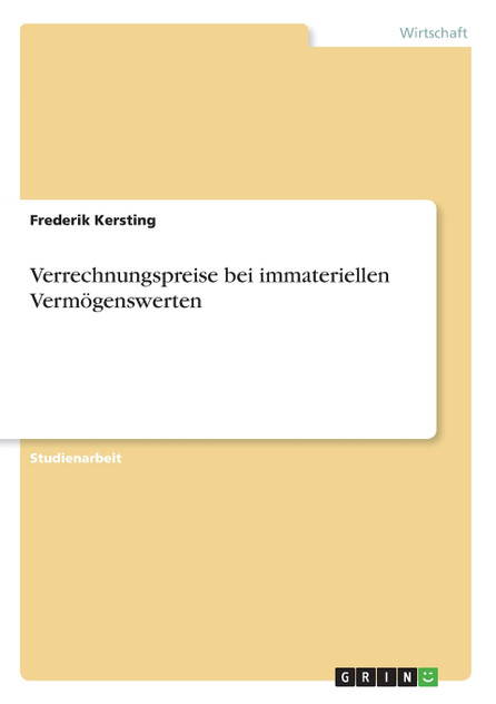 Verrechnungspreise bei immateriellen Vermögenswerten