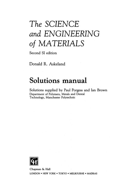 The Science and Engineering of Materials
