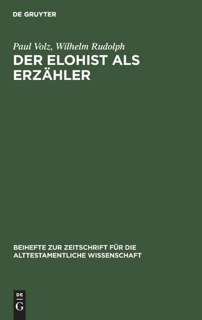 Der Elohist als Erzähler Der Elohist als Erzähler