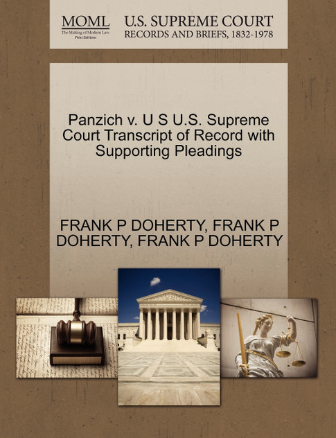 Panzich v. U S U.S. Supreme Court Transcript of Record with Supporting Pleadings