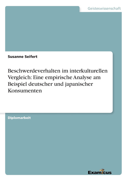 Beschwerdeverhalten im interkulturellen Vergleich Beschwerdeverhalten im interkulturellen Vergleich