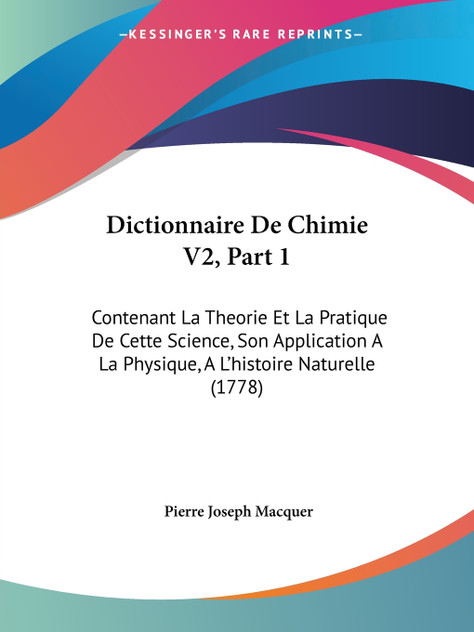 Dictionnaire De Chimie V2, Part 1 Dictionnaire De Chimie V2, Part 1