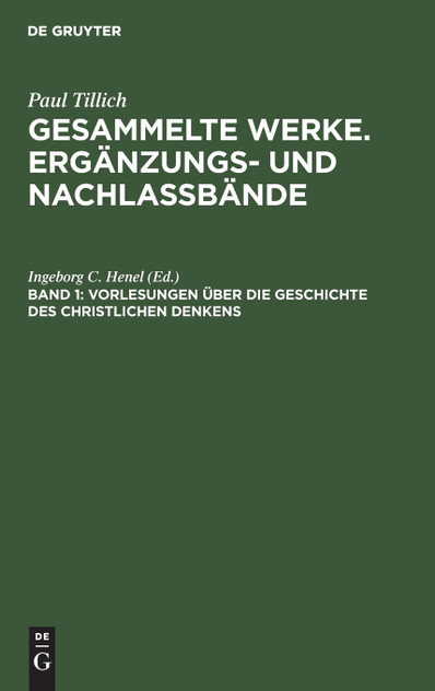 Vorlesungen über die Geschichte des christlichen Denkens Vorlesungen über die Geschichte des christlichen Denkens