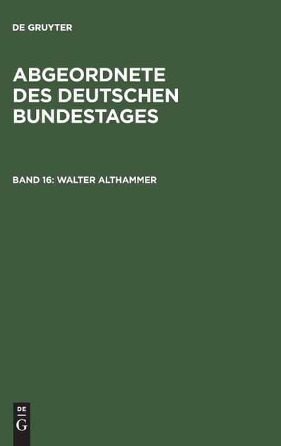 Abgeordnete des Deutschen Bundestages, Band 16, Walter Althammer