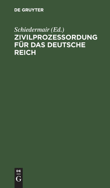 Zivilprozeßordung für das Deutsche Reich