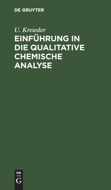 Einführung in die qualitative chemische Analyse Einführung in die qualitative chemische Analyse