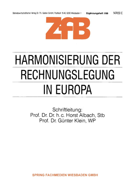 Harmonisierung Der Rechnungslegung in Europa Harmonisierung Der Rechnungslegung in Europa