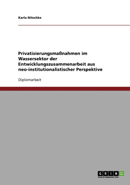 Privatisierungsmaßnahmen im Wassersektor der Entwicklungszusammenarbeit aus neo-institutionalistischer Perspektive