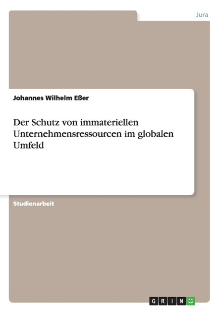 Der Schutz von immateriellen Unternehmensressourcen im globalen Umfeld Der Schutz von immateriellen Unternehmensressourcen im globalen Umfeld
