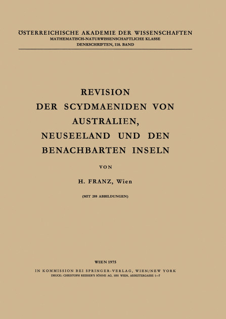 Revision Der Scydmaeniden Von Australien, Neuseeland Und Den Benachbarten Inseln