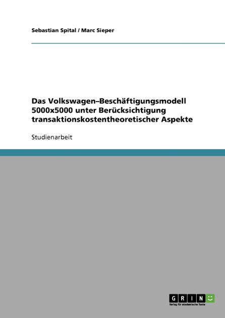 Das Volkswagen-Beschäftigungsmodell 5000x5000 unter Berücksichtigung transaktionskostentheoretischer Aspekte