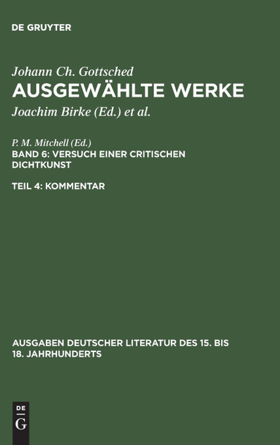 Ausgewählte Werke, Bd 6/Tl 4, Kommentar Ausgewählte Werke, Bd 6/Tl 4, Kommentar