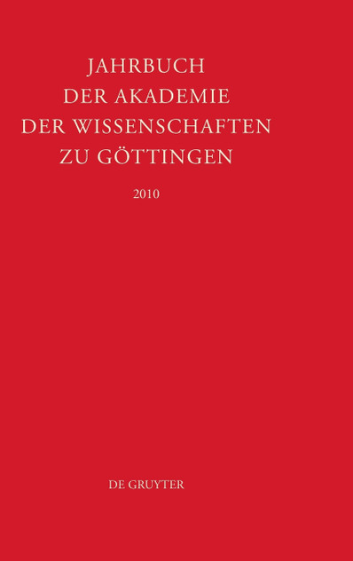 Jahrbuch der Göttinger Akademie der Wissenschaften, Jahrbuch der Göttinger Akademie der Wissenschaften (2010) Jahrbuch der Göttinger Akademie der Wissenschaften, Jahrbuch der Göttinger Akademie der Wissenschaften (2010)
