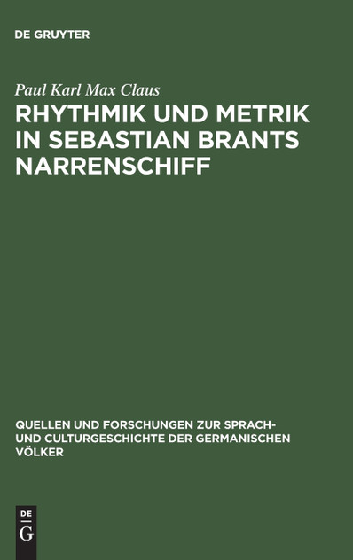 Rhythmik und Metrik in Sebastian Brants Narrenschiff Rhythmik und Metrik in Sebastian Brants Narrenschiff