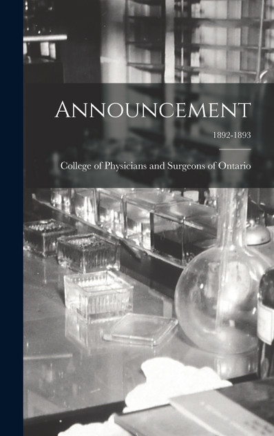 Announcement; 1892-1893 Announcement; 1892-1893