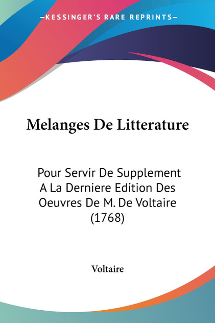Melanges De Litterature Melanges De Litterature