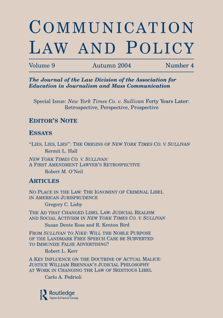 New York Times Co. v. Sullivan Forty Years Later New York Times Co. v. Sullivan Forty Years Later