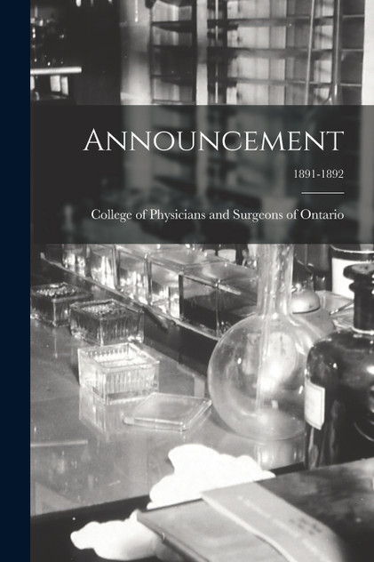 Announcement; 1891-1892 Announcement; 1891-1892