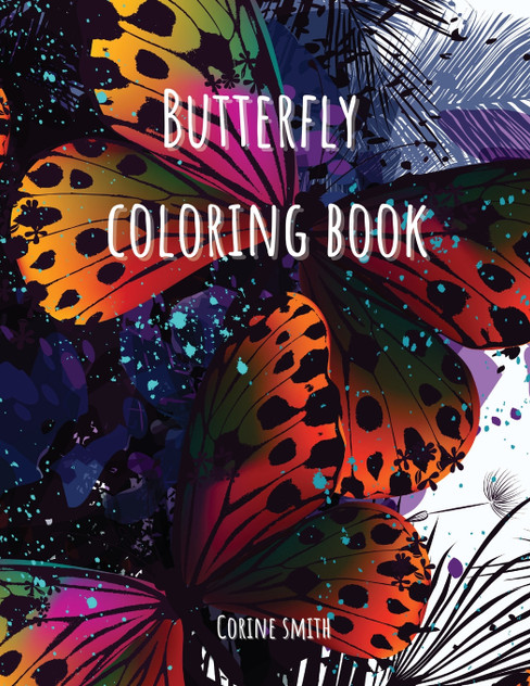 Adult coloring book - Flower with butterflies Adult coloring book - Flower with butterflies