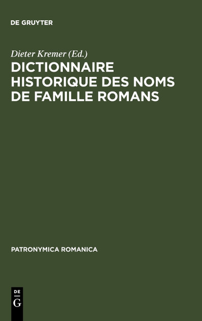 Dictionnaire Historique Des Noms de Famille Romans Dictionnaire Historique Des Noms de Famille Romans